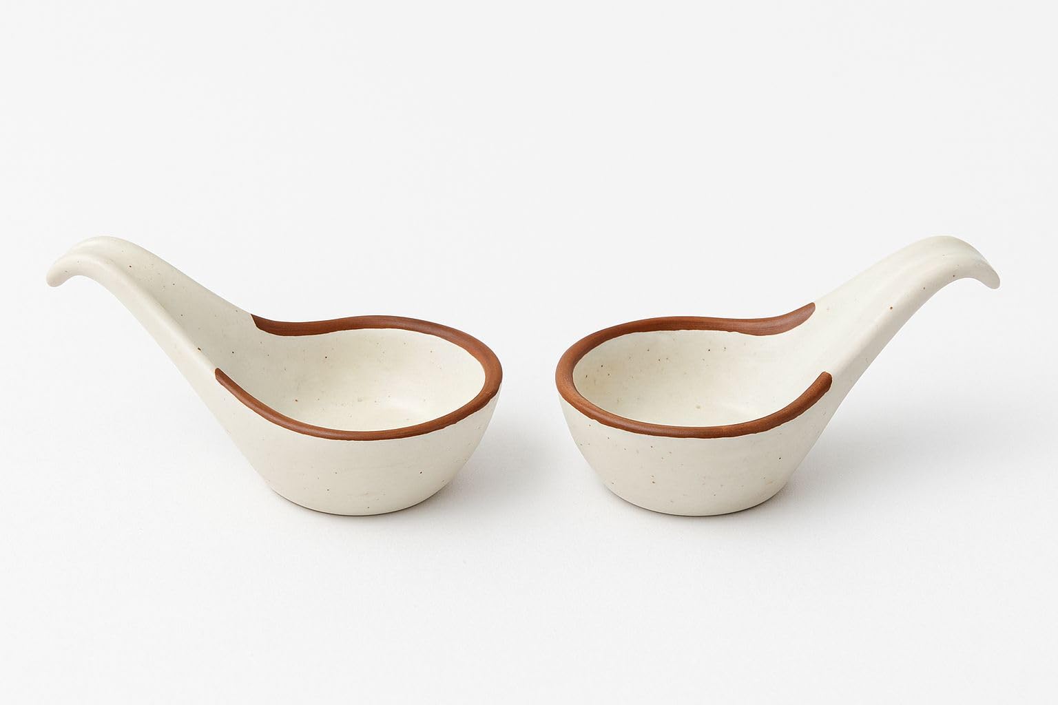 Mirakii Off-White Ceramic Spoon Shaped Dip Sauce Curved Wooden Bowl  35 ml Set of 6, Microwave & Dishwasher Safe Ideal for Serving Sauce, Pickles, SOYA Sauce Condiments - Image 4 thumbnail