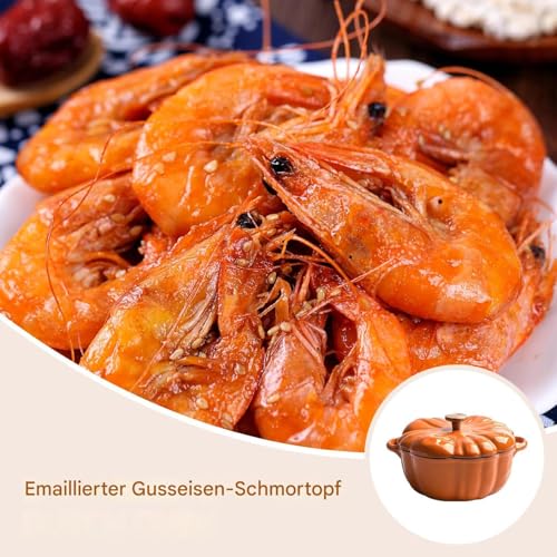 Casserole en fonte émaillée avec couvercle - Jolie cocotte en forme de - Bol à soupe mignon pour four, lave-vaisselle, micro-ondes – Image 3