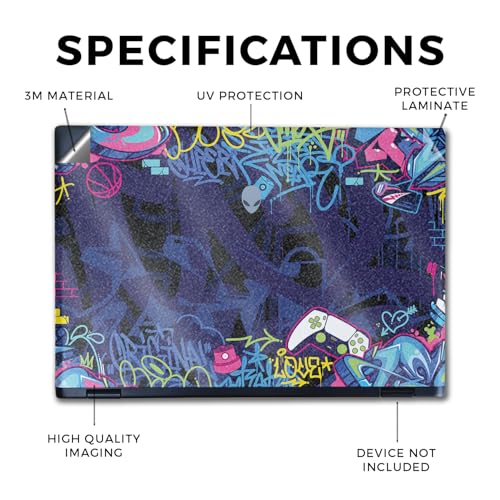 Image of Glossy Glitter Laptop Skin Compatible with Alienware M16 R2 (2024) - Gamer Tag - Premium 3M Vinyl Protective Wrap Decal Cover - Easy to Apply | Crafted in The USA by MightySkins