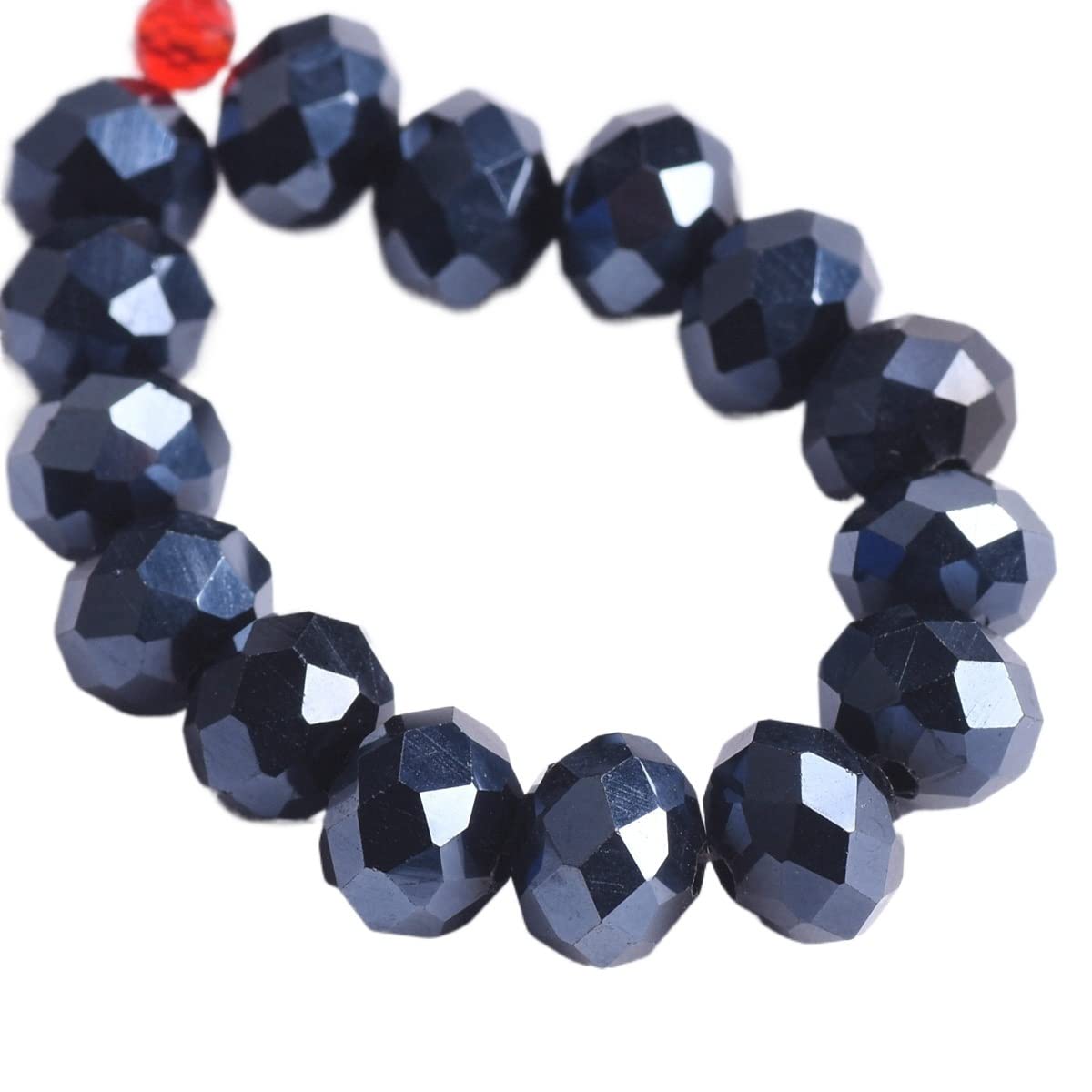 JINFEUGE Faceted Crystal Glass 3.0Mm 4Mm 6Mm 8Mm 10Mm 12Mm 14Mm 16Mm 18Mm Loose Spacer Beads,for Jewelry Making/Shiny Black/10 * 7Mm 20Pcs