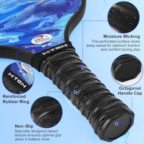 Image of MTEN Pickleball Paddles Set of 2 /4 /1, USAPA Approved Fiberglass Rackets