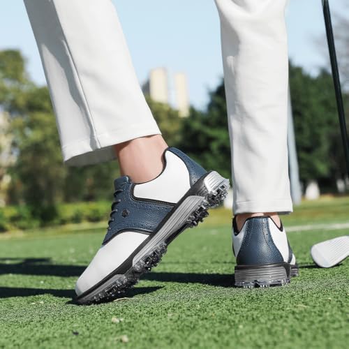 Image of Mens Golf Shoes Traditions Waterproof with Fixed Spikeless Sole Professional