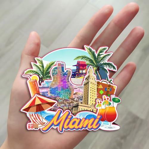 Imán de nevera decorativo Miami Florida 3D artesanal miniatura 4