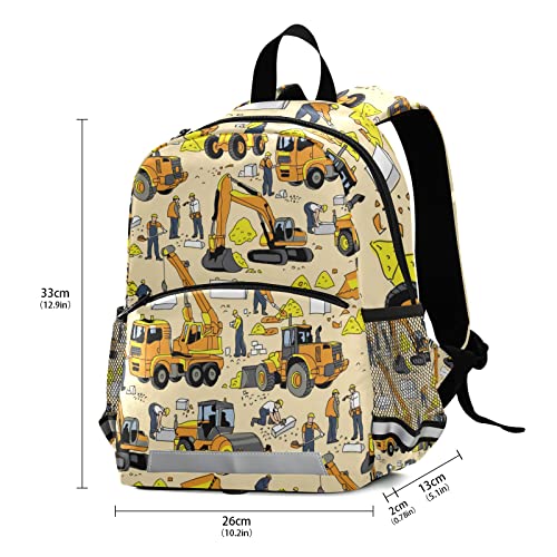 Yellow Truck Excavator Kids Backpacks Toddler Backpack for Daycare School, Girls Boys Preschool Bookbags Kindergarten School Backpack3