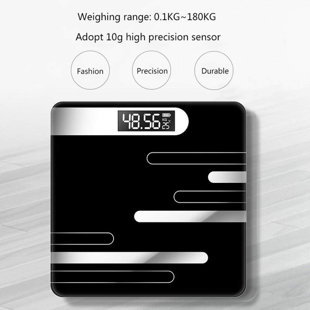 Waga łazienkowa, wagi elektroniczne inteligentne do łazienki, waga cyfrowa do pomiaru masy ciała, waga czarna 180 kg/400 funtów(