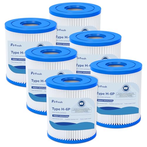 Fil-fresh Type H Pool Filters Cartridge Compatible with Intex 330 GPH Above-Ground Filter Pump, Replaces 29007E/Type H, 6-Pack