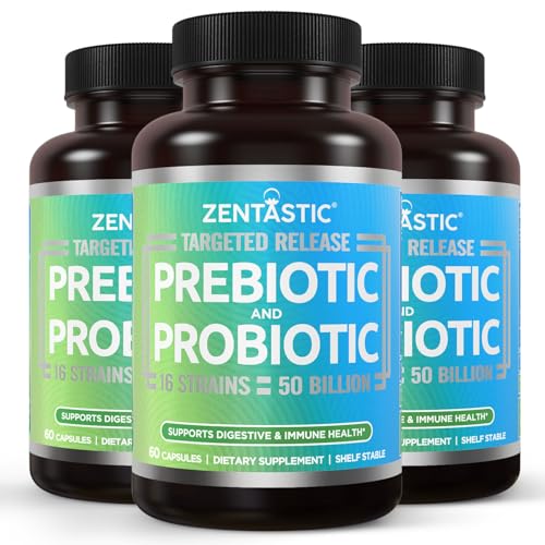 Zentastic Probiotics & Prebiotics Supplement - 50 Billion CFU - for Men & Women&rsquo;s Immune &...