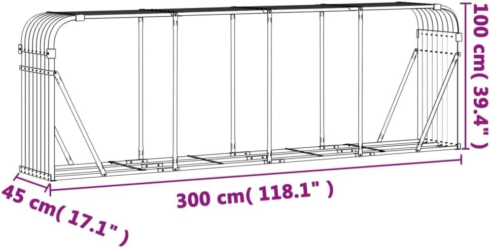 vidaXL Green Patio Log Holder/Firewood Rack - Sturdy Galvanized Steel Outdoor Wood Storage