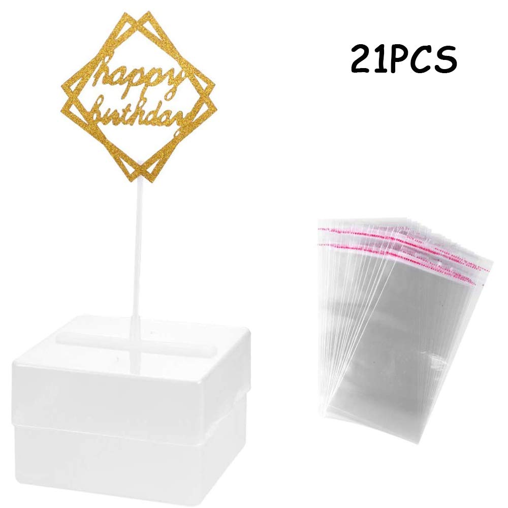 Kuchen-Sparbüchse Set – Wiederverwendbare Geldbox Mit 20 Transparenten Taschen, Ideal Für Geburtstage & Partys