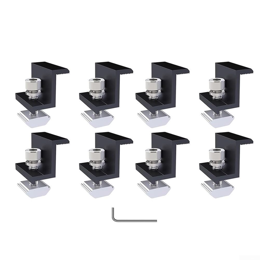 Lot de 8 supports d'extrémité en alliage d'aluminium pour panneaux solaires avec clé à fente M8 (45 mm)