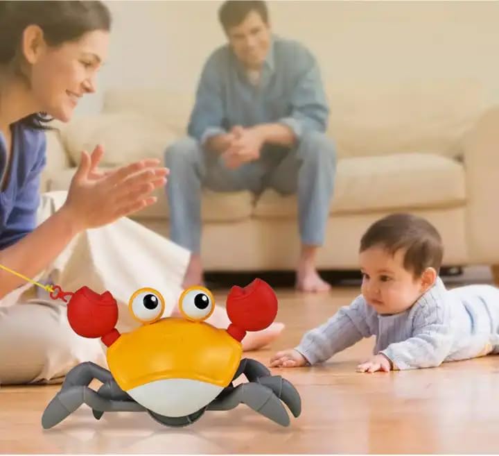 Miniatura 4 de BonBon Kids Juguete de cangrejo para gatear, juguete de cangrejo para bebés y niños pequeños para el tiempo boca abajo (azul)