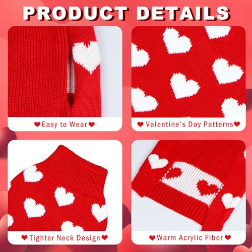 GOYOSWA Hundepullover für Valentinstag, Strickpullover in Herzform, für kleine, mittelgroße und große Hunde, Haustiere, Rot, Größe XL