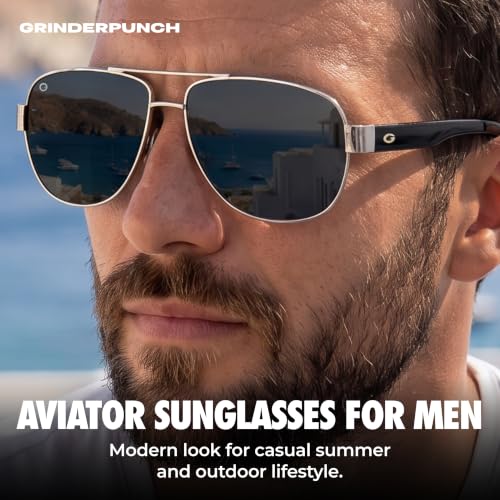 Image of grinderPUNCH Polarized Aviator Sunglasses Men Women Retro Vintage Square Pilot Sun Glasses UV400 Protection