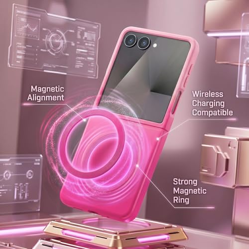 Image of amazon basics Gradient Mag-Safe Case for Samsung Galaxy Z Flip 7 5G | Soft Silicone Shockproof Cover with Camera Protection | Slim Lightweight Design | Smooth Touch & Durable - Light and Dark Pink
