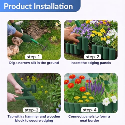 Image of Woven Garden Border Fence Pillar Design (10 Pcs) Bamboo - Interlocking Edging Panels | Flexible Weave Fence for Flower Beds, Lawns & Pathways