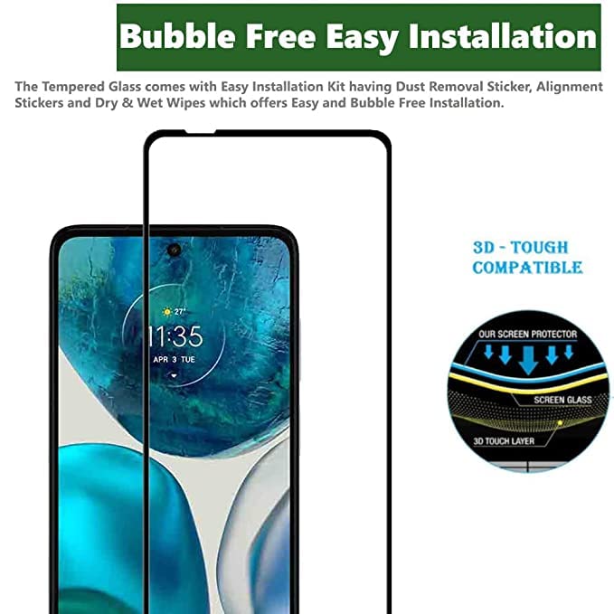 Image of Screen Protector for Motorola Moto G52 | Moto G82 5G (Black) Tempered Glass Edge-to-Edge 6D Screen Guard With Installation Kit