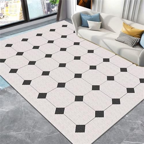 Tapis de chambre à coucher gris : design géométrique lavable et moderne
