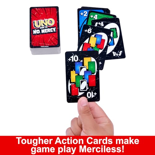 Mattel Games ​UNO Show ‘em No Mercy Card Game for Kids, Adults & Family Parties and Travel with Extra Cards, Special Rules and Tougher Penalties. (Image - 5)