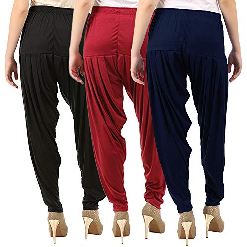 Image of Buy That Trendz Patiyala Pants for Women 3 Combo Patiyala Salwar Harem Viscose Bottoms Pants for Womens