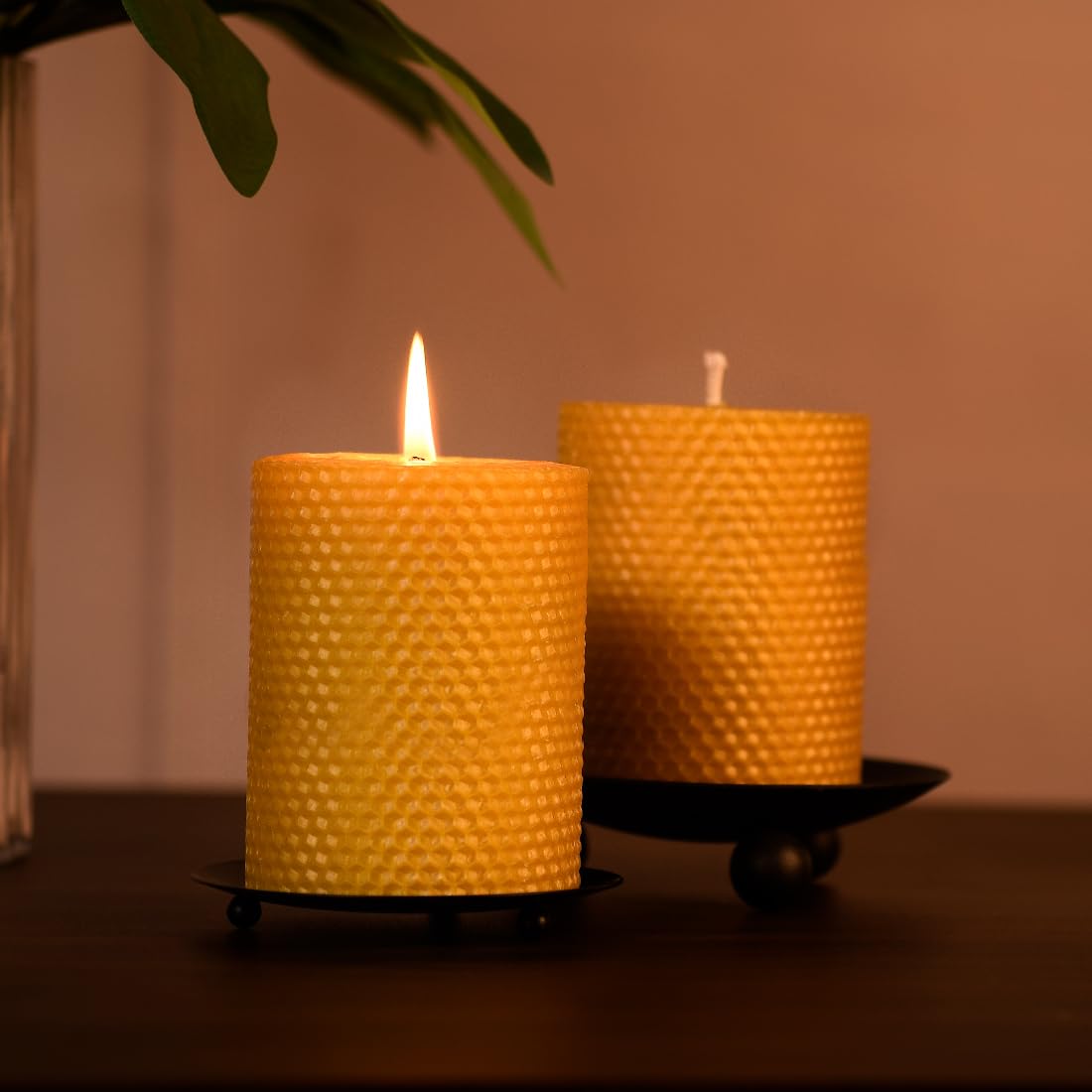 Vela de cera de abeja, hecha a mano, vela enrollada de cera de abeja pura para regalo y decoración del hogar (3 x 4 pulgadas)
