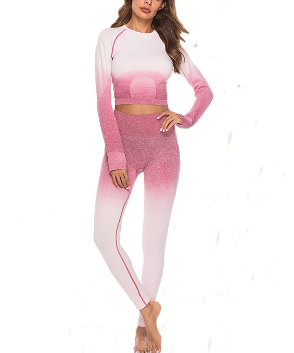 Elhada Workout Outfits Yoga Sets Women Activewear Butt Lifters Leggings for Women 2 Piece Sweatsuits Dip Dye