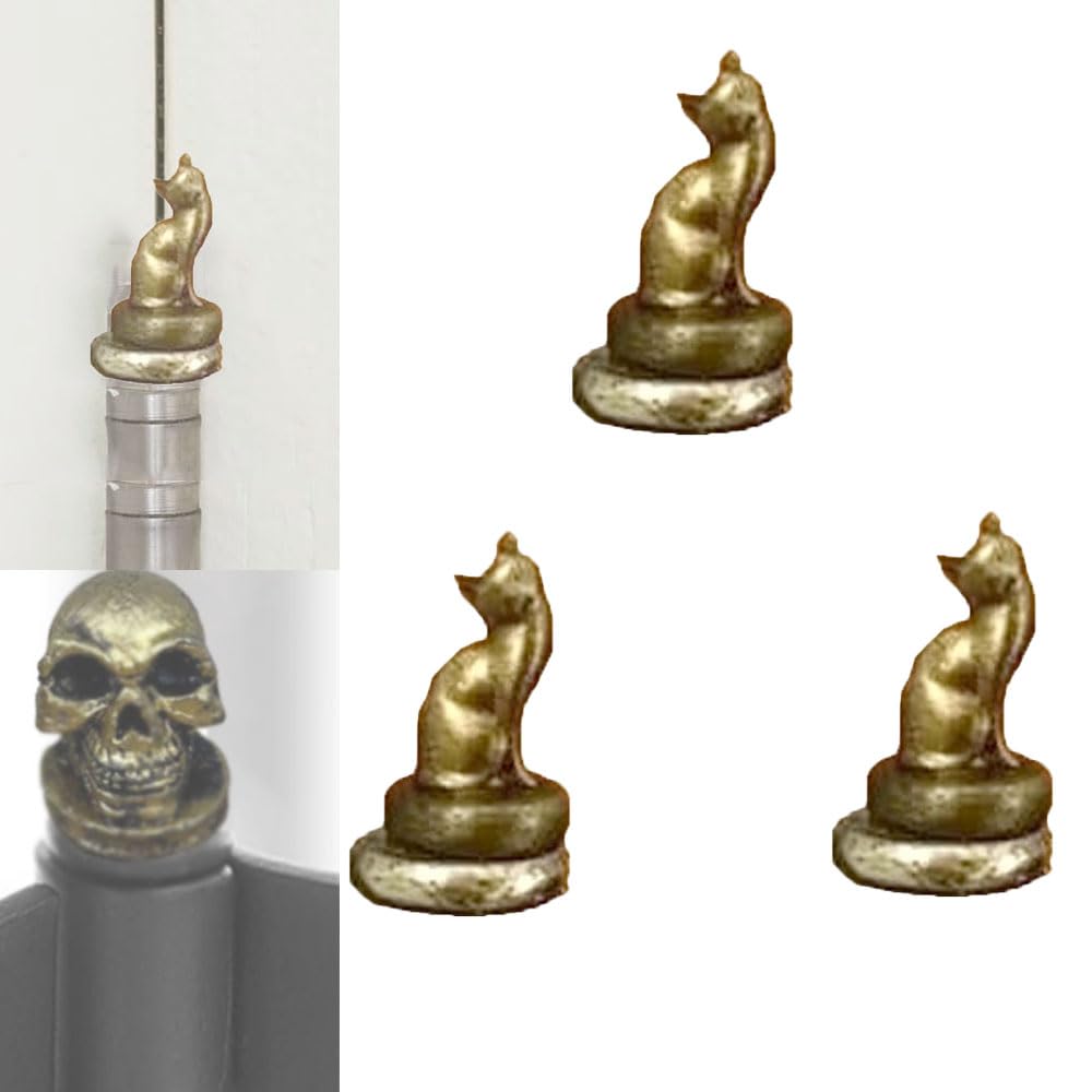Qingzhuo Cat Hinge Head Home Decoration, Vintage Animal Door Hinge Heads Decorative Topper, Hinge Caps, Bronzed Animal Hinge Head, Magnet Door Hinge Pin Topper Set Of 3 (Cat)