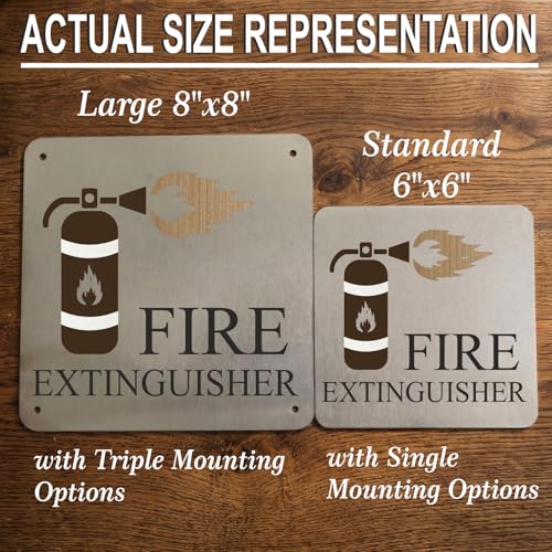 Image of Fire Extingusher Sign, 8x8 Inch, Durable Steel, Dual Mount