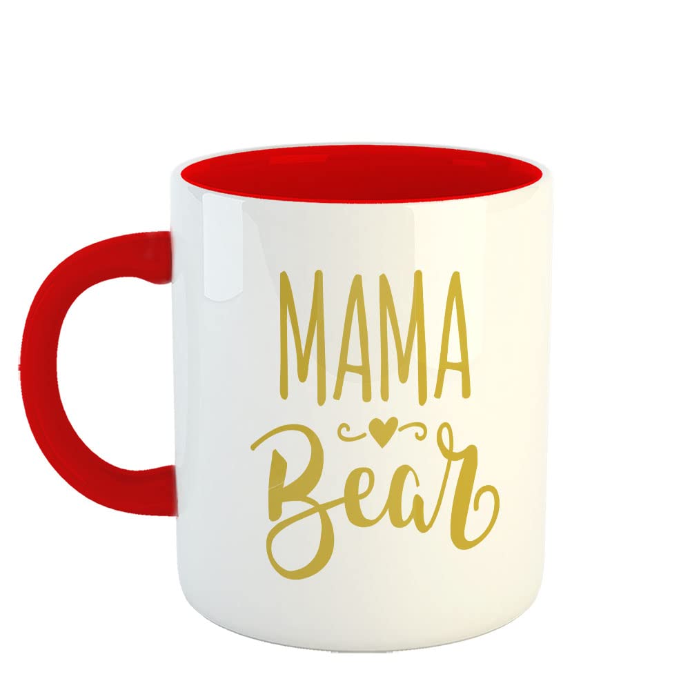 Happu - Printed Ceramic Coffee Mug, Mothers Day Gift for Mother, Mama Bear, 325 ML(11Oz), 3510-RD