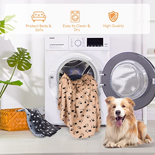 Nobleza 3 Pack Dog Blanket, Soft Warm Dog Fleece Blanket With Cute Paw Prints Machine Washable Puppy Blanket Great Pet Throw For Small Medium And Large Dogs Cats, 40"×63" #TOP4