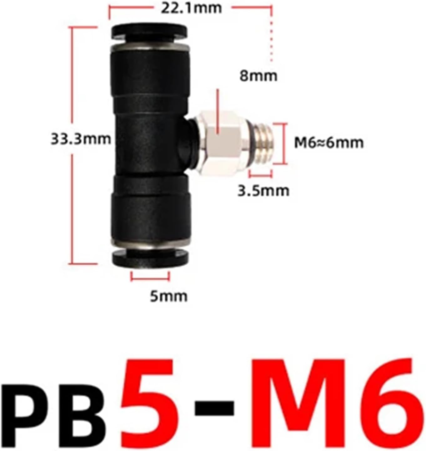 Pneumatic Quick Coupling M3 M5 M6 1/8 "External Thread Hose 3 4 5 6mm Pneumatic Hose PU Tube PB Coupling(PB5-M6)