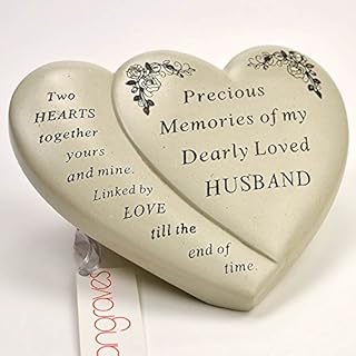 Angraves Husband Double Heart Flower Graveside Memorial Ornament Verse Plaque