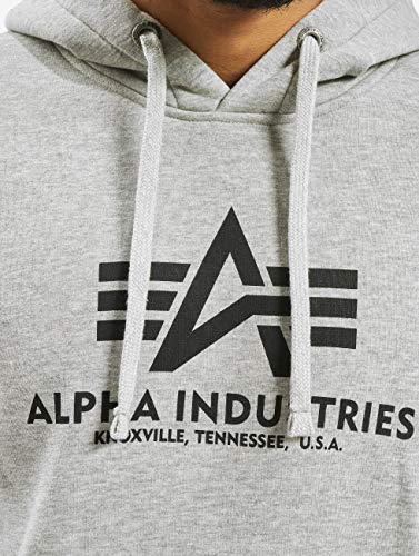 Alpha Industries Herren Basic Hoody Kapuzensweat Für Kapuzenpullover, Grey Heather (178312-17), M EU – Ansicht 4