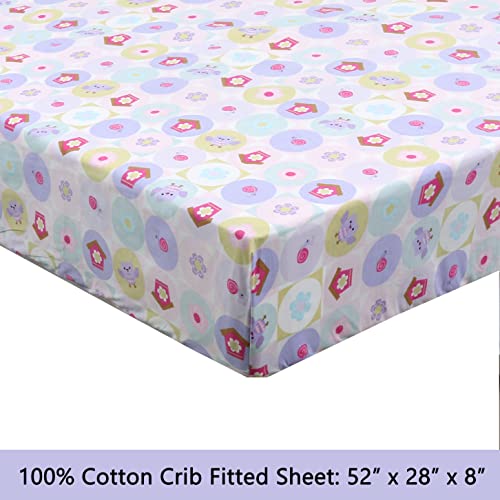 Image of Cozy Line Home Fashions 100 Cotton 3 Piece Toddler Sheet Set, Soft Breathable Crib Bedding Set for Girls Includes a Flat Sheet, a Fitted Sheet, a Pillowcase, Spring Floral Bloom Geometric Garden Pink