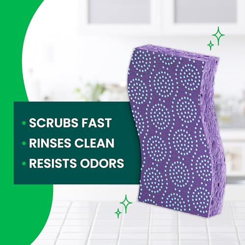 Image of Scotch-Brite Scrub Dots Non-Scratch Scrub Sponge, Rinses Clean, for Washing Dishes and Cleaning Kitchen, 3 Scrub Sponges