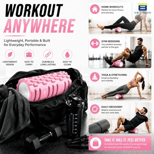Image of Btag Foam Roller for Gym & Home Workout - Deep Tissue Muscle Massager for Back Pain, Neck & Knee Relief | Yoga, Stretching & Recovery Tool 33 cm (Pink)