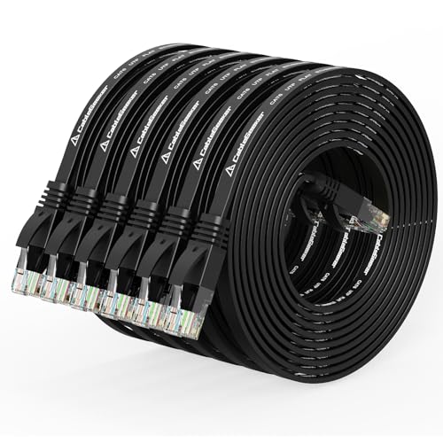 Cat 6 Ethernet Cable 10ft (6 Pack) (at a Cat5e Price but Higher Bandwidth) Flat Internet Network Cable - Cat6 Ethernet Patch Cable Short - Black Computer Cable with Snagless RJ45 Connectors