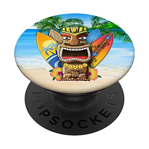 Polinesia Hawaii Tiki Surfing Surf Surfboard Surfboard PopSockets PopGrip Intercambiable