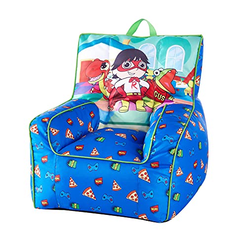 Idea Nuova Ryan's World Toddler Nylon Bean Bag Chair with Piping & Top Carry Handle