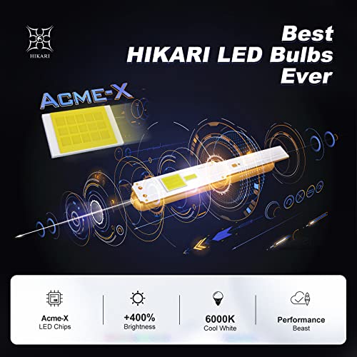 Hikari 2022 HyperStar D4S D4R LED Bulbs, HID Upgrade Replacement, Acme-X LED Chips 6000K Cool White Pack of 2