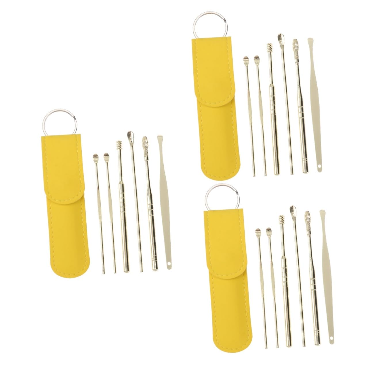 Gatuida 3sets Portable Spiral Ear Care Cleaning Tool Ear Wax Removal Kit with Soft Spoon and Elegant Storage