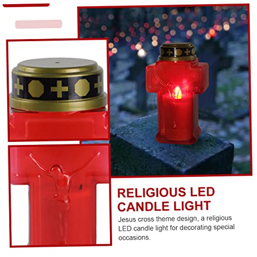 Yardenfun 2pcs Lighted Cross Solar Cross Jesus Cross Candle Battery Operated Candle Light Cross Led Candle Religious Candle Jesus Candle Light Cross Tea Lights Table The Cross Plastic