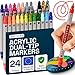 ARTISTRO Acrylic Paint Markers for Rock, Fabric, Wood, Glass, Craft - 24 Quick Dry Dual-Tip Paint Pens for Halloween Decorations - Pumpkin Painting Kit, Drawing Markers, Art Supplies