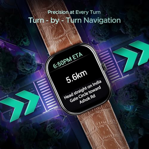 Image of Boat Wave Sigma 3 w /Turn-by-Turn Navigation, 2.01 inch HD Display, BT Calling, Crest+ OS, QR Tray, Watch Face Studio, Coins, Emergency SOS Smart Watch for Men & Women(Brown Leather)
