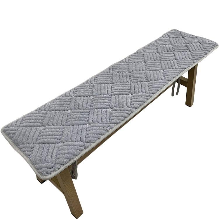 Cojín de banco para exteriores, 40 x 120 cm, cojín rectangular de felpa suave para 2/3 plazas, diseño a rayas con correas antideslizantes, ideal para jardín, patio, uso interior y exterior, color gris
