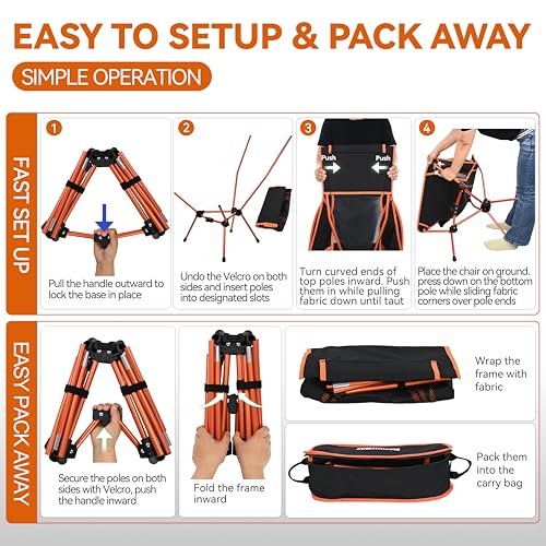 Image of MARCHWAY Lightweight Folding High Back Camping Chair with Head Support, Stable Portable Compact for Outdoor Camp, Travel, Beach, Picnic, Festival, Hiking, Backpacking (Highback Orange)