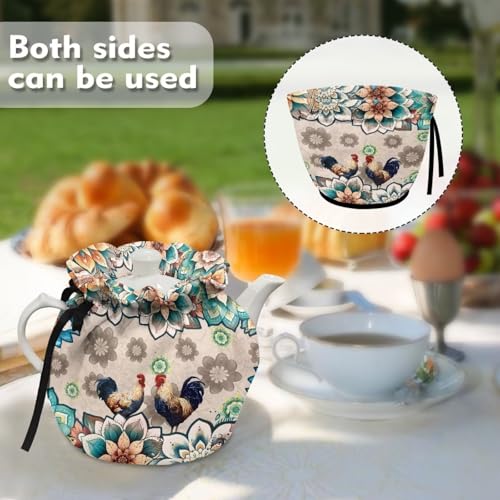 Image of Xoenoiee Boho Mandala Chicken Tea Cozy Tea Cosy for Teapots Keep Warm Teapot Cover Insulated Kettle Cover for Home Kitchen Table Decor