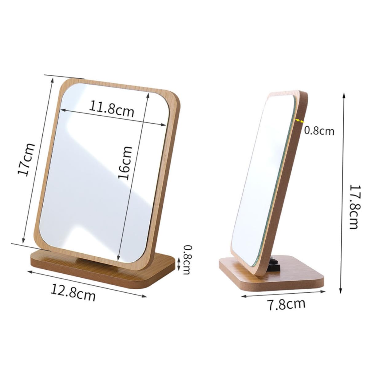 LALADEFIEE Single Sided Wooden Foldable Makeup Mirror Portable Vanity Mirror for Desktop Use High Definition Surface Chic Design for Home