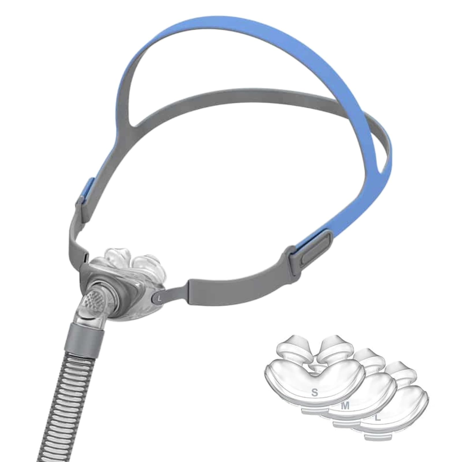 Universal Replacement Nasal Pillow Cushion Elbow Tube Frame for P10, 3 Size Pillow Full Set Reusable Assembly Kit with Headgear for P10