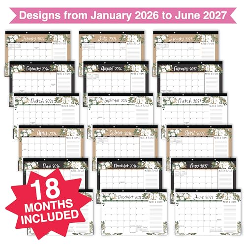 Image of Hadley Designs Large Teacher Desk Calendar 2026-2027 - Desktop Calendar 2026, 18-Month Academic Desk Calendars for School, Home & Office, Cute Classroom Must Haves, Back to School Teacher Gifts