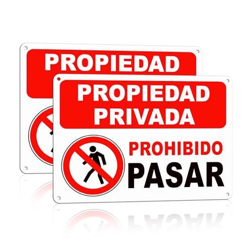 TAKULA Carteles Prohibido el Paso Propiedad Privada - 25x18 cm - Pack de 2 Unidades - Señal Reflectante Antihielo para Exteriores